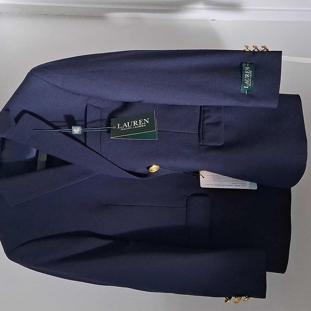 Ralph Lauren Classic Navy Blazer with Gold Accents